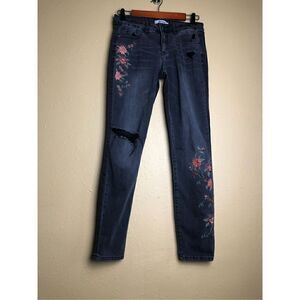 Refuge embroidered black jeans size 4